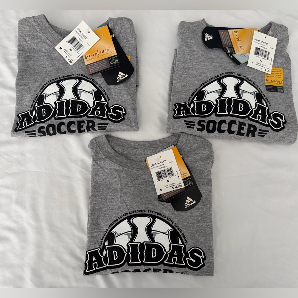Adidas Kids Boys Gray Soccer Graphic Tee nwt - Picture 1 of 16